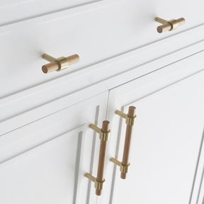 Wooden Cabinet Handles With Brass Base