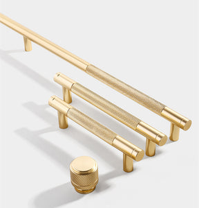 Modern Gold Knurled Bar Pull Handles