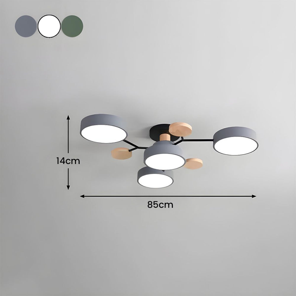 Modern Round Branch Type LED Semi-Recessed Ceiling Light