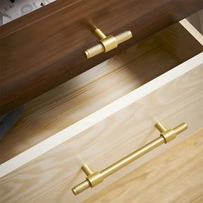 Solid Brass Knurled Kitchen T-Bar Cabinet Handles