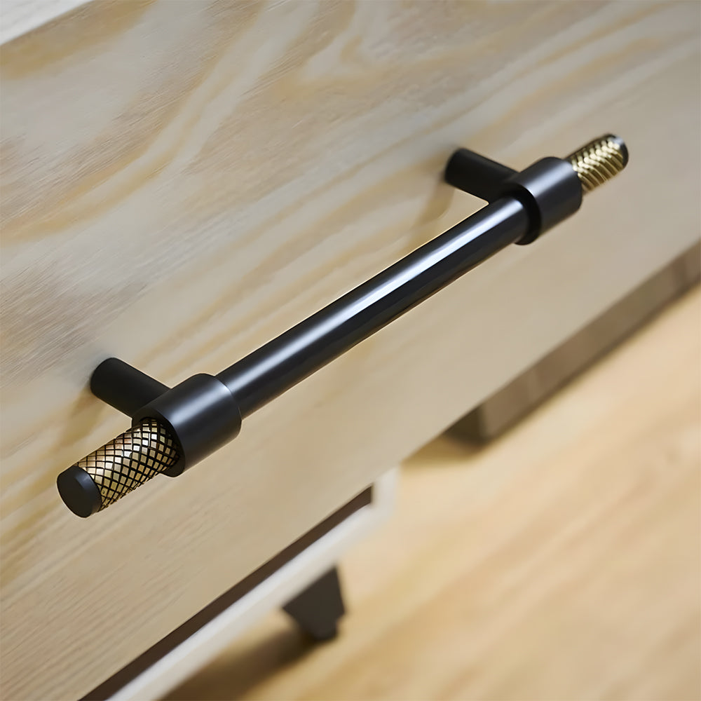 Solid Brass Knurled Kitchen T-Bar Cabinet Handles