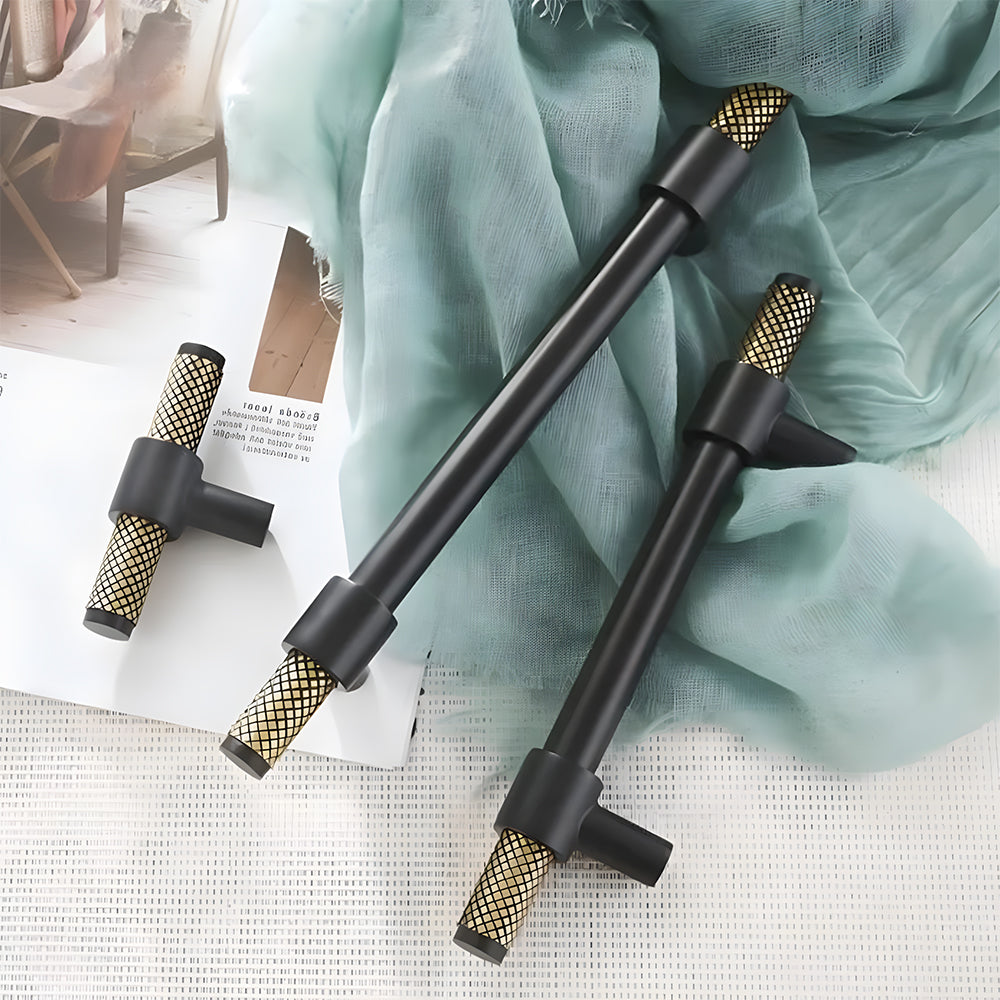 Solid Brass Knurled Kitchen T-Bar Cabinet Handles