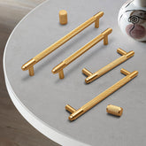 Modern Gold Cabinet Drawer Knurled Pulls