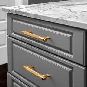 Modern Gold Cabinet Drawer Knurled Pulls