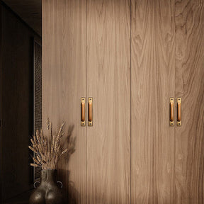 Bronze Gold Wooden Handles with Blackpanel for Door Cupboard