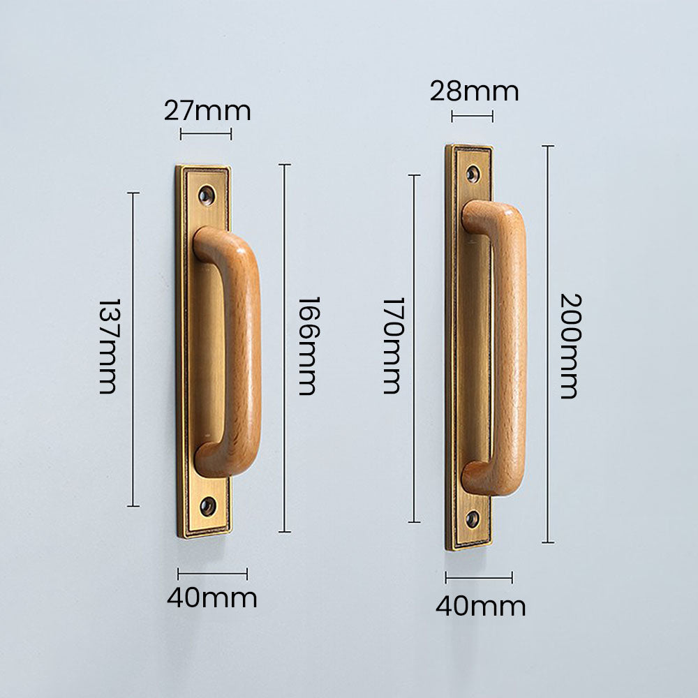 Bronze Gold Wooden Handles with Blackpanel for Door Cupboard