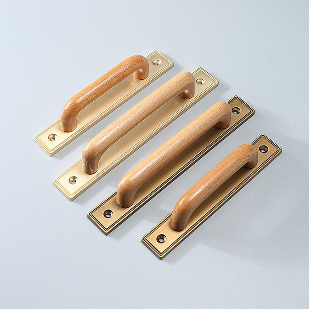 Bronze Gold Wooden Handles with Blackpanel for Door Cupboard