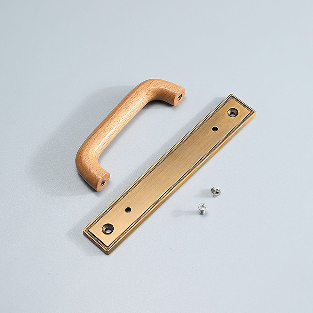 Bronze Gold Wooden Handles with Blackpanel for Door Cupboard