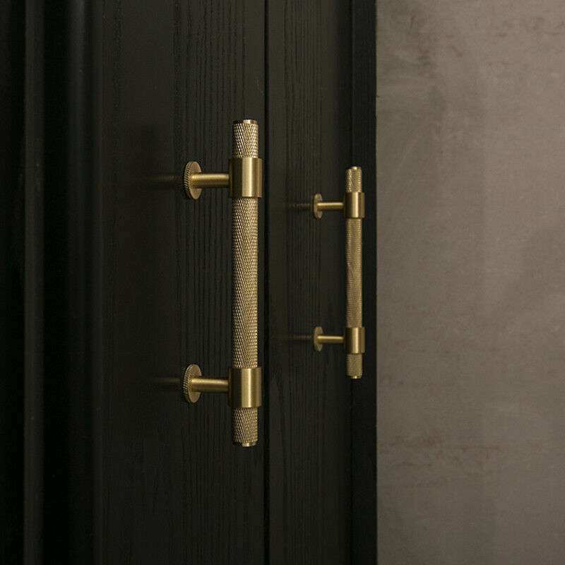 Brushed Brass Knurled Cabinet Handles