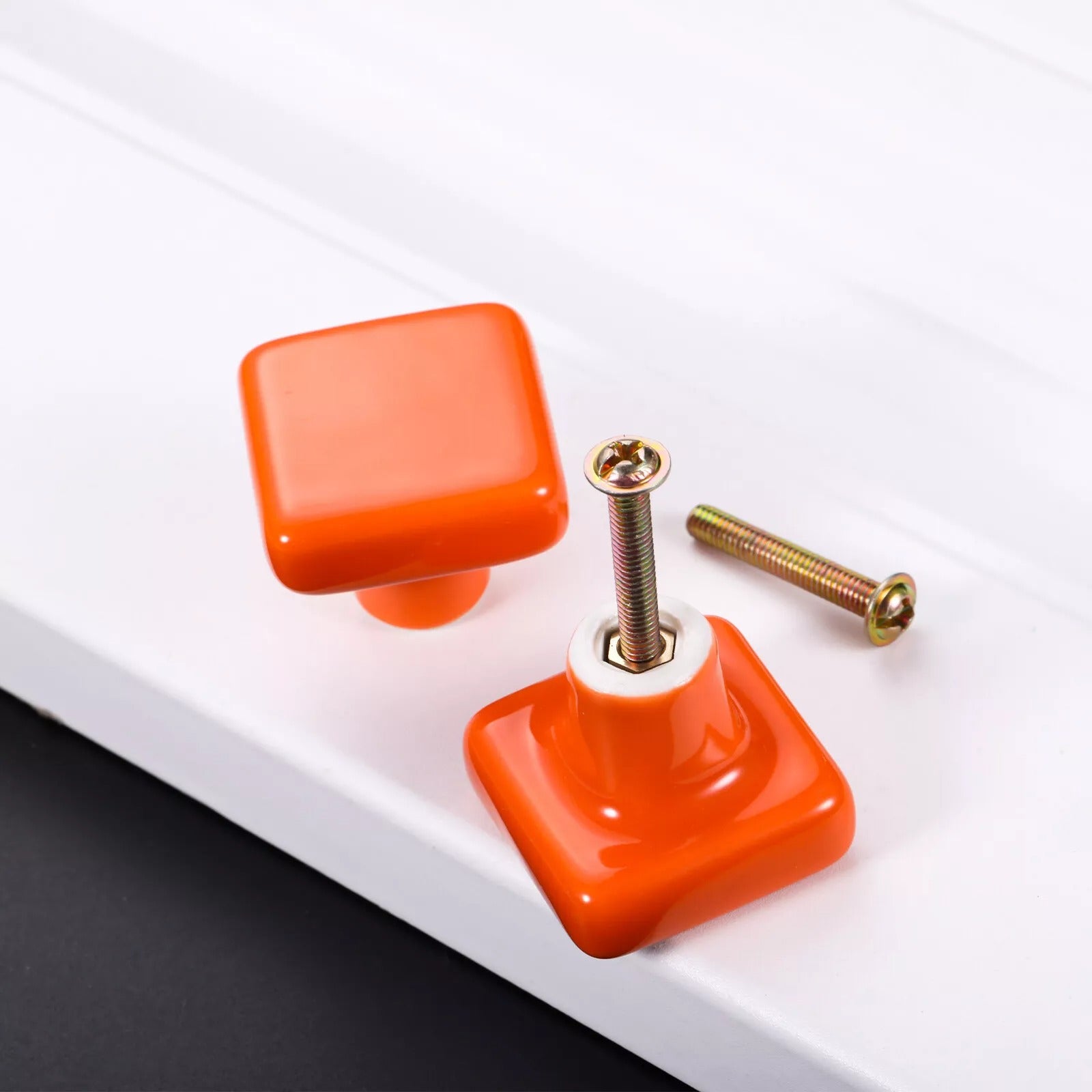 Colored Ceramic Square Single-Hole Cabinet Drawer Knobs