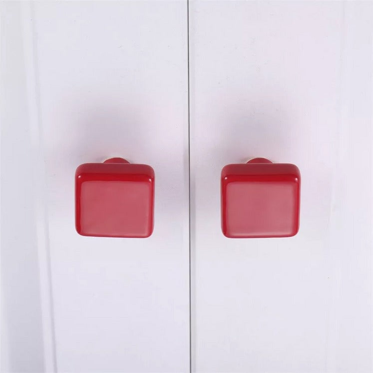 Colored Ceramic Square Single-Hole Cabinet Drawer Knobs