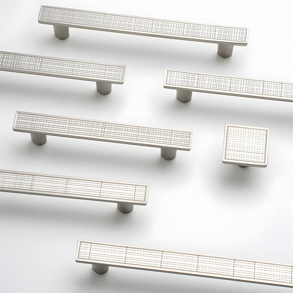 Modern Zinc Alloy Square Textured Grid Cabinet Pulls