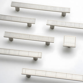 Modern Zinc Alloy Square Textured Grid Cabinet Pulls