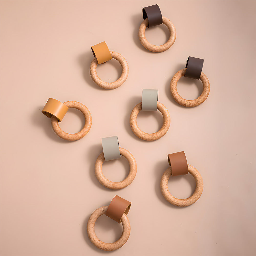 wood ring leather knob