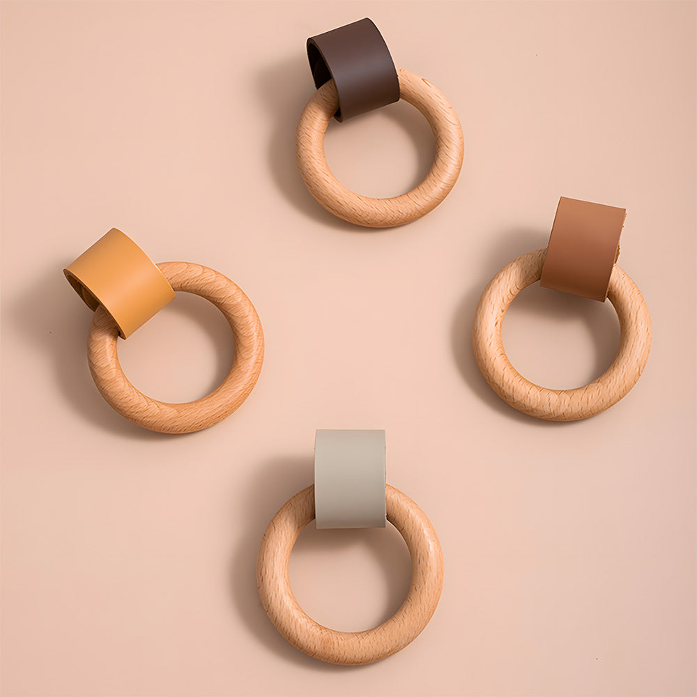 wood ring leather knob