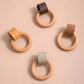 wood ring leather knob