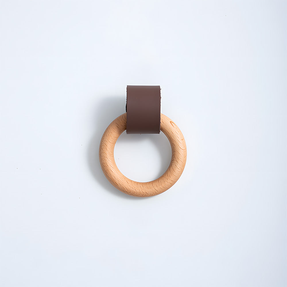 wood ring leather knob