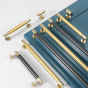 Gold Aluminum Alloy Two-Color Splicing Cabinet Handles