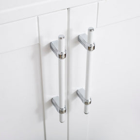 White and Chrome Handle for Cabinets