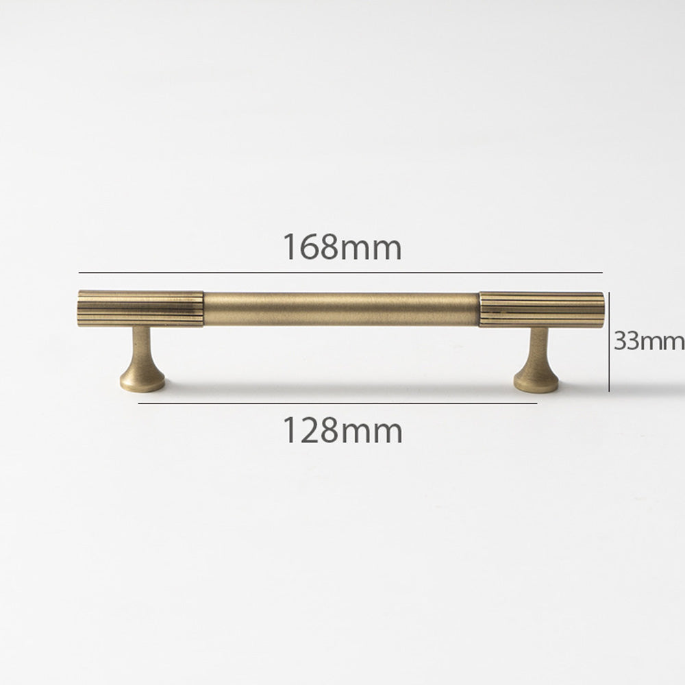 Linear Knurled Solid Brass Cabinet Handles