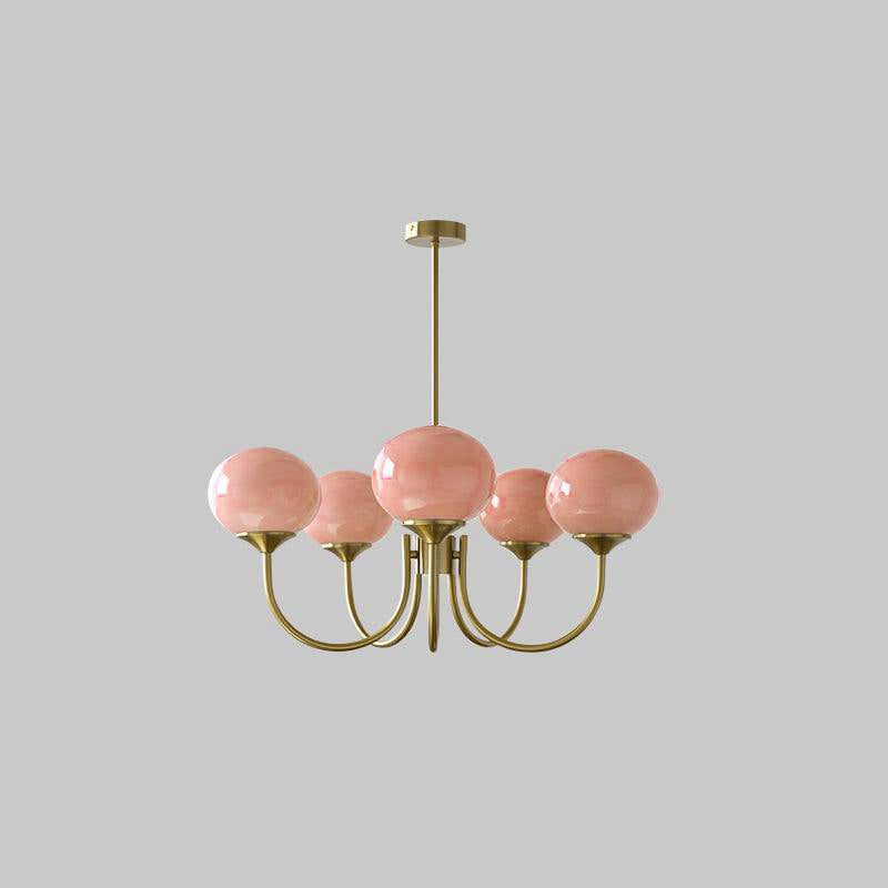 Bubble Pink Glass Marshmallow Chandelier -Homdiy