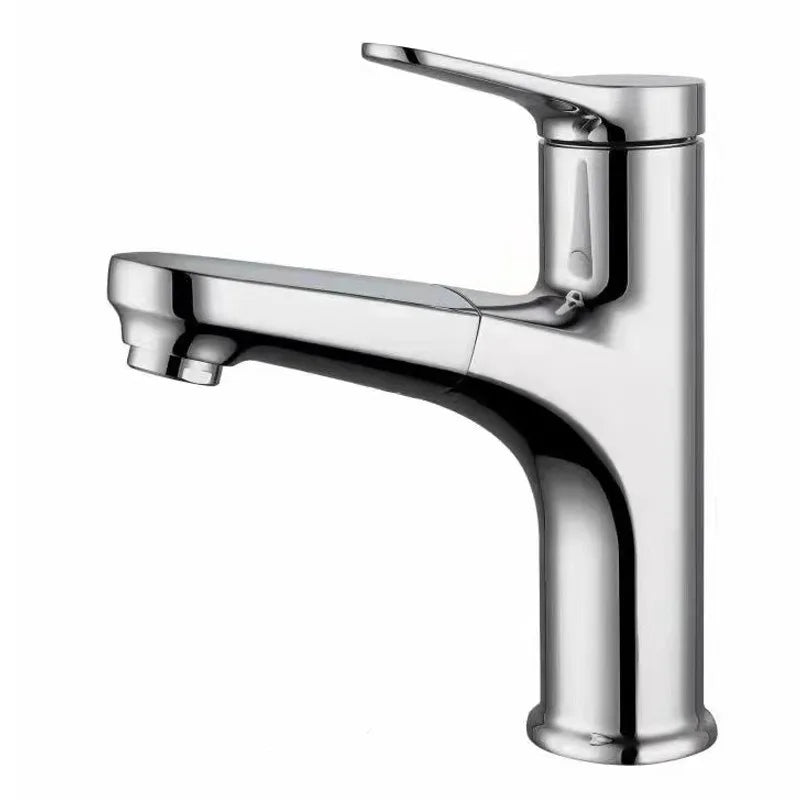 Single Handle Pull Out Spray Bathroom Tap_Sliver