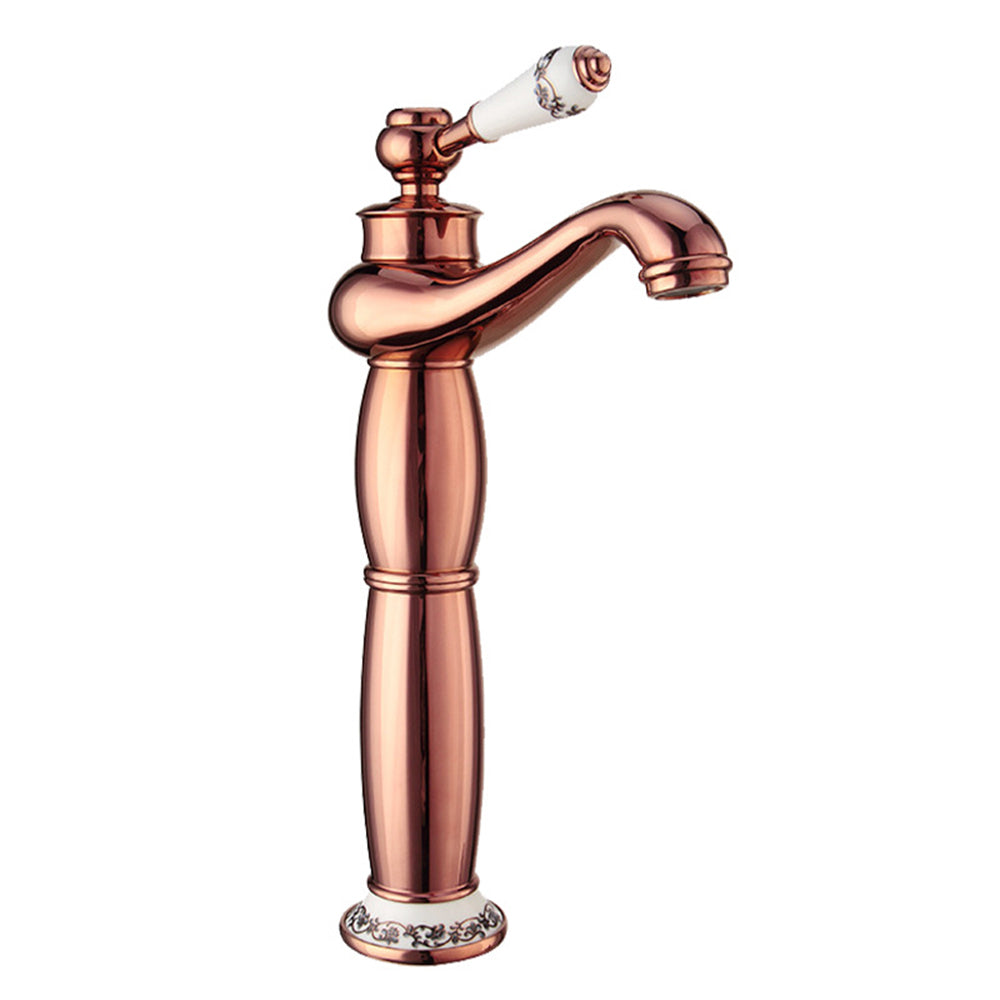 Traditional  Solid Brass Single Hole Basin Tap_Rose Gold
