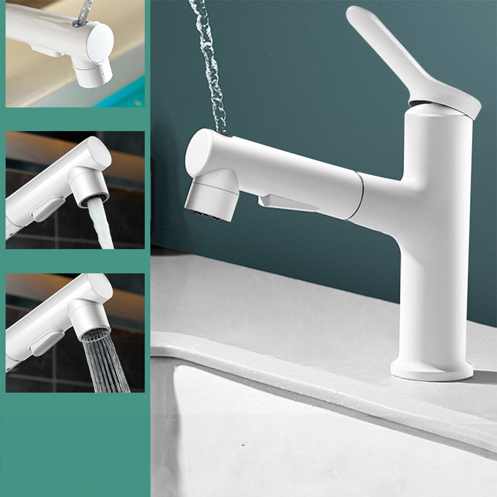 2 Modes Hot and Cold Pull-Out Bathroom Basin Taps_White