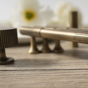 Linear Knurled Solid Brass Cabinet Handles