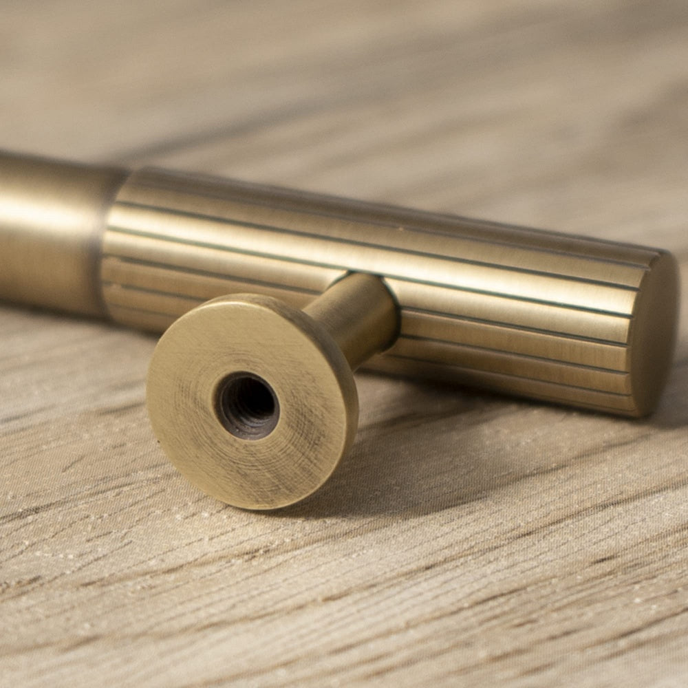 Linear Knurled Solid Brass Cabinet Handles