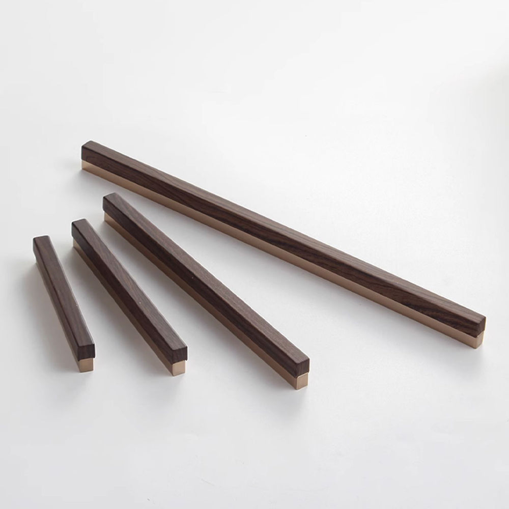 Solid Wood Pull Handles With Metal Base