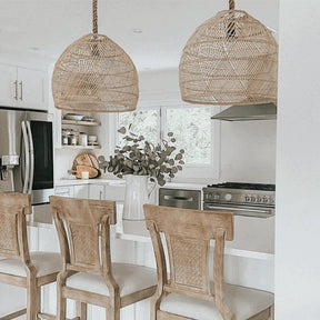 Handmade Hemp Rope Hanging Ceiling Lights Rattan Kitchen Pendant Light -Lampsmodern