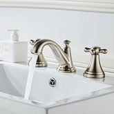 Double-handle Three-hole Widespread Basin Tap_Nickel