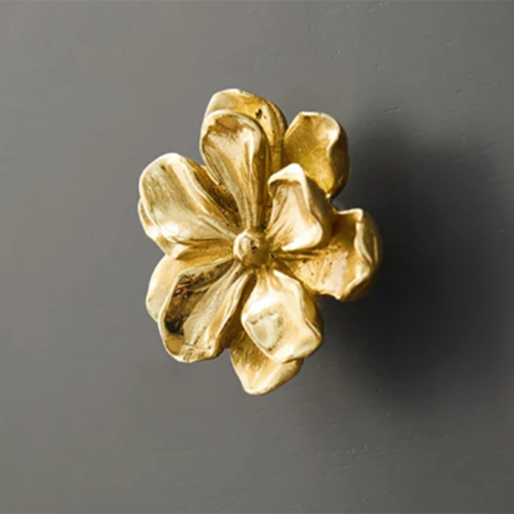 Flower Brass Kitchen Drawer Knob