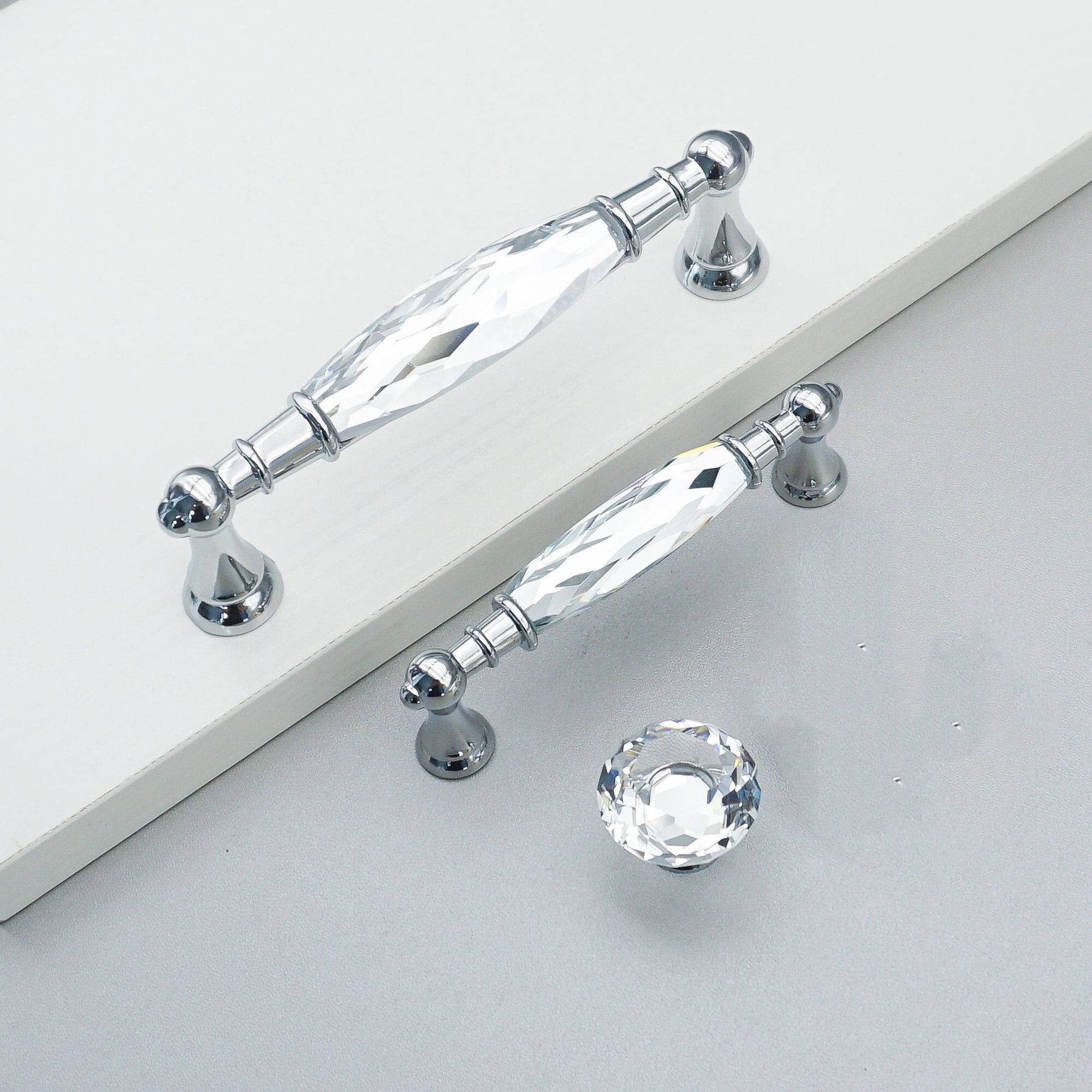 Luxury Crystal Chrome Cupboard Handles