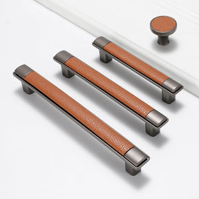 Retro Leather Brown Drawer Handles