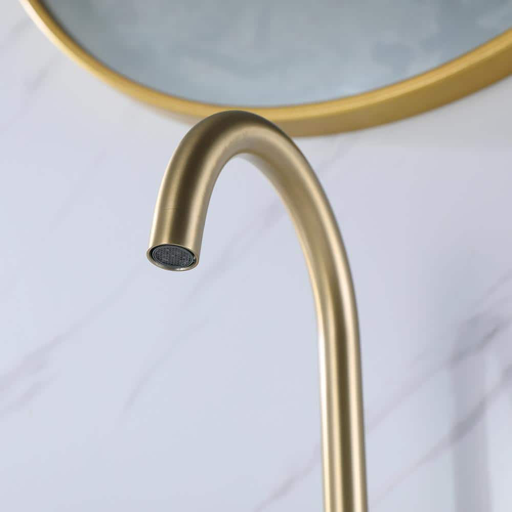 3 Hole Double Handle Brass Widespread Basin Tap_Gold