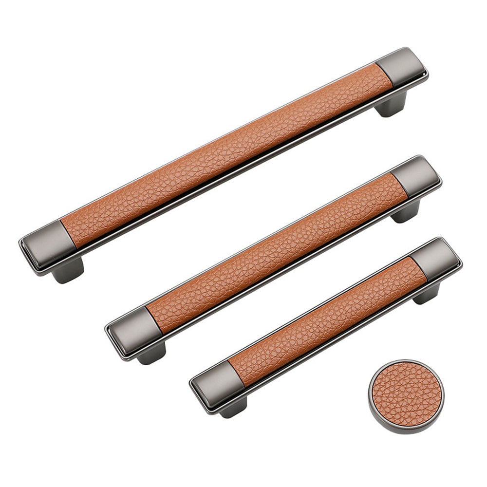 Retro Leather Brown Drawer Handles