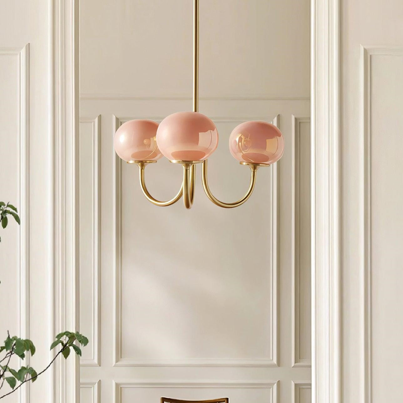 Bubble Pink Glass Marshmallow Chandelier -Homdiy