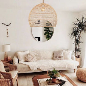 Handmade Hemp Rope Hanging Ceiling Lights Rattan Kitchen Pendant Light -Lampsmodern