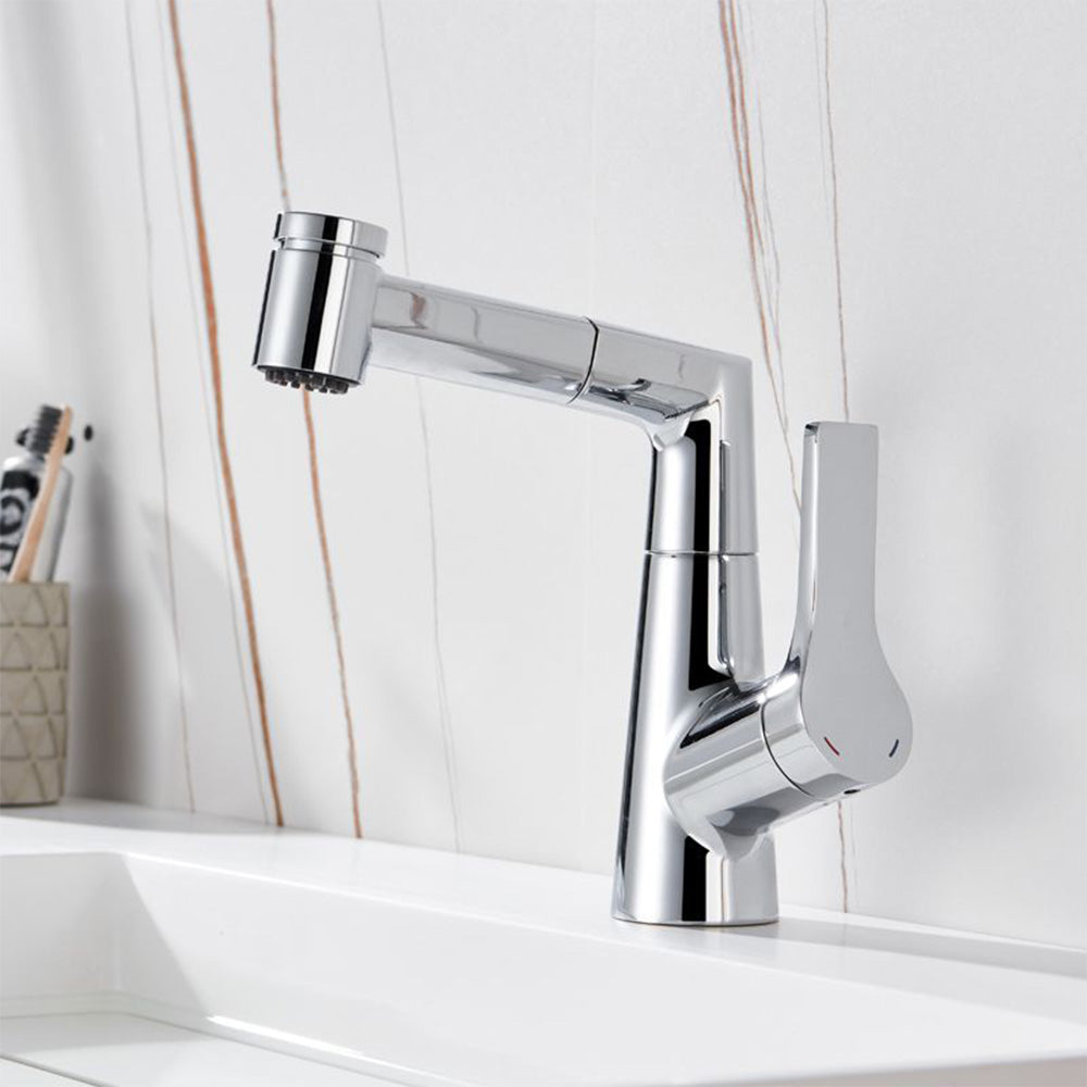 Height Adjustable Pull Out Bathroom Tap_Chrome
