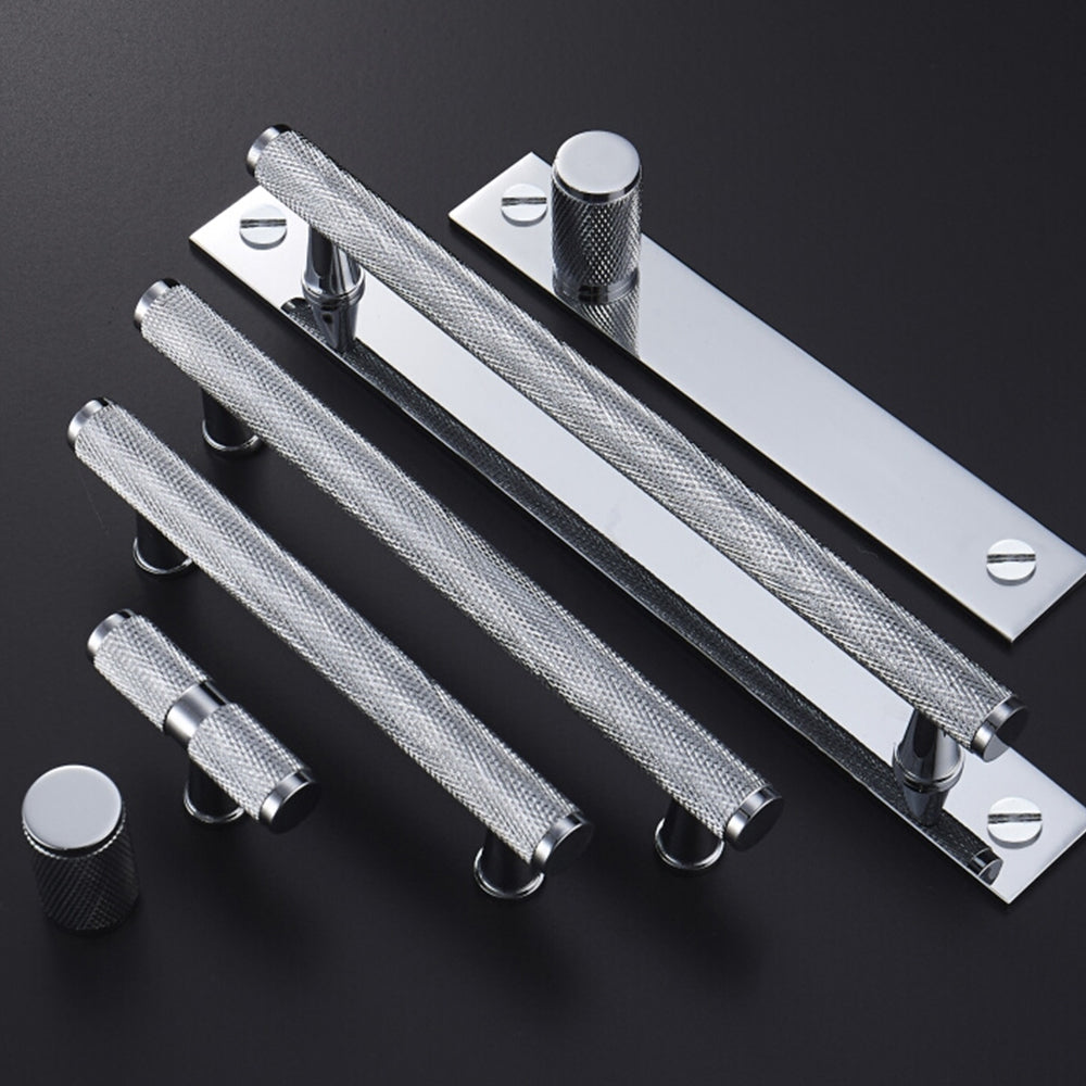 Solid Knurled Bar Handles With Backplates