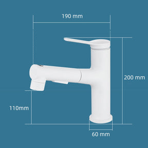 2 Modes Hot and Cold Pull-Out Bathroom Basin Taps_White