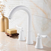 360 Degree Swivel Spout 3 Holes Bathroom Tap_White