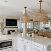 Handmade Hemp Rope Hanging Ceiling Lights Rattan Kitchen Pendant Light -Lampsmodern