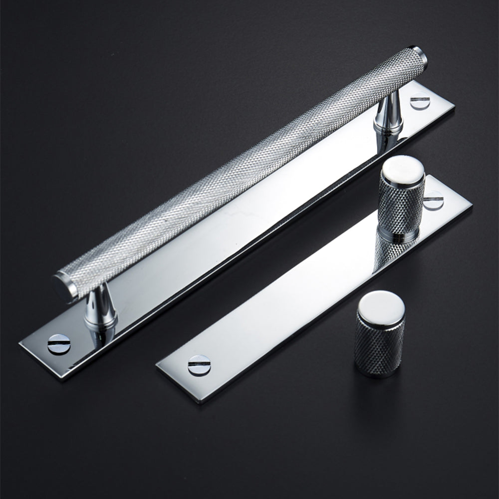 Solid Knurled Bar Handles With Backplates