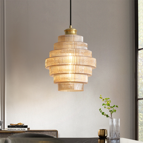 Antique Glass Tower Shape Pendant Lamp