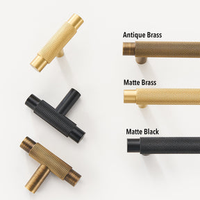 Brass Knurled T-Bar Cabinet Handles