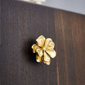 Flower Brass Kitchen Drawer Knob