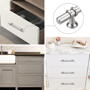 Brushed Nickel & Black Solid Cabinet Pulls